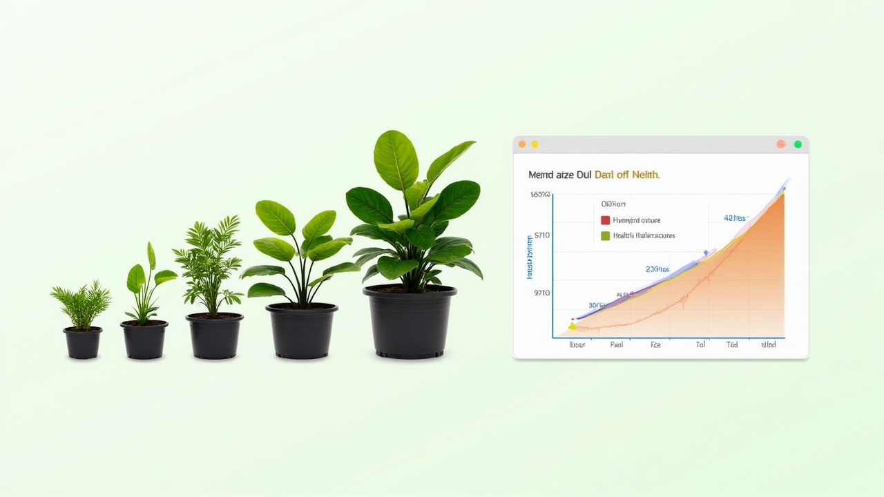 Plant growth visualization chart with progress metrics
